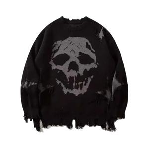 Suéter Personalizado para Hombre, Suéter de Punto con Diseño de Calavera, Prenda de Punto de Algodón, Suéter Jacquard, Fabricante de Suéteres, Suéter de Cuello Redondo de Manga Larga - Product Image 1