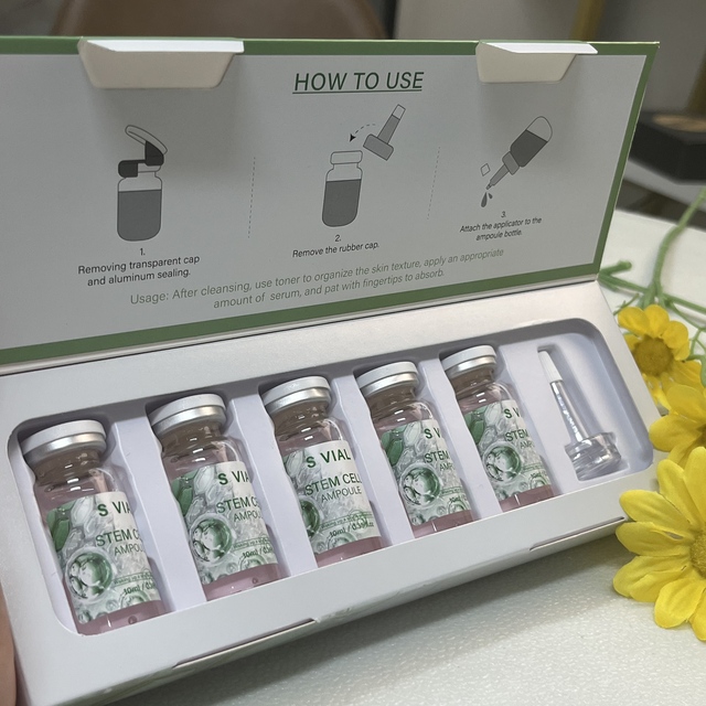 Stem Cell Ampoule Serum Anti-Wrinkle & Skin Renewal Treatment with Plant Stem Cells 5x10ml Ampoules for Youthful Glow