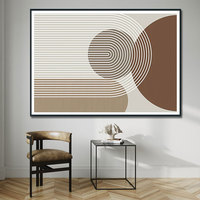 Peinture Murale Abstraite Simple sur Toile, Huile, Design Arc Nordique Semicercle, Décor Mural Marron Gris Minimaliste, Art Original Direct Usine