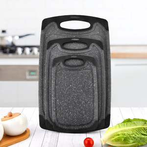 Ensemble de planches à découper en paille de blé, 3 pièces, rectangulaires, antidérapantes, épaisses, suspendables avec poignée, pour la cuisine - Product Image 4