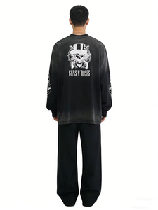 Ropa de Verano para Hombre, Camiseta de Manga Larga con Estampado Artístico, Camiseta de Manga Corta Desgastada con Estampado de Sal - Product Image 2