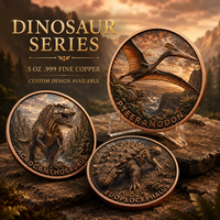 Koin Tembaga Murni 999 1 oz, Motif Dinosaurus Laut, Relief Tinggi, Dilukis dengan Cat UV, Hasil Akhir Seperti Proof, Dekorasi Kehidupan Laut Prasejarah