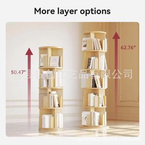 Wooden Rotating <b>Bookshelf</b> 4 Layers Round <b>Standing</b> Multipurpose Space Saving Home Use - Product Image 4