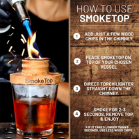 Kit de fumoir à cocktails SmokeTop, fumoir à chaminée pour cocktails, whisky, bourbon, kit de fumoir à whisky avec torche