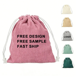 Custom Logo Small Gift Drawstring Portable Mini Storage <b>Bags</b> Small <b>Corduroy</b> Pouch Cosmetic <b>Bag</b> Portable Aesthetic Makeup <b>Bag</b> - Product Image 1