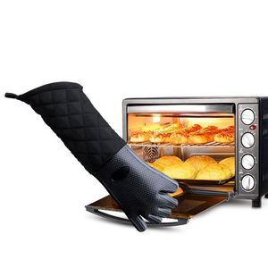 Extra <b>Long</b> 60cm Household BBQ Grill Oven Mitts Heat Resistant Kitchen Honeycomb Silicone Cotton <b>Gloves</b> - Product Image 6