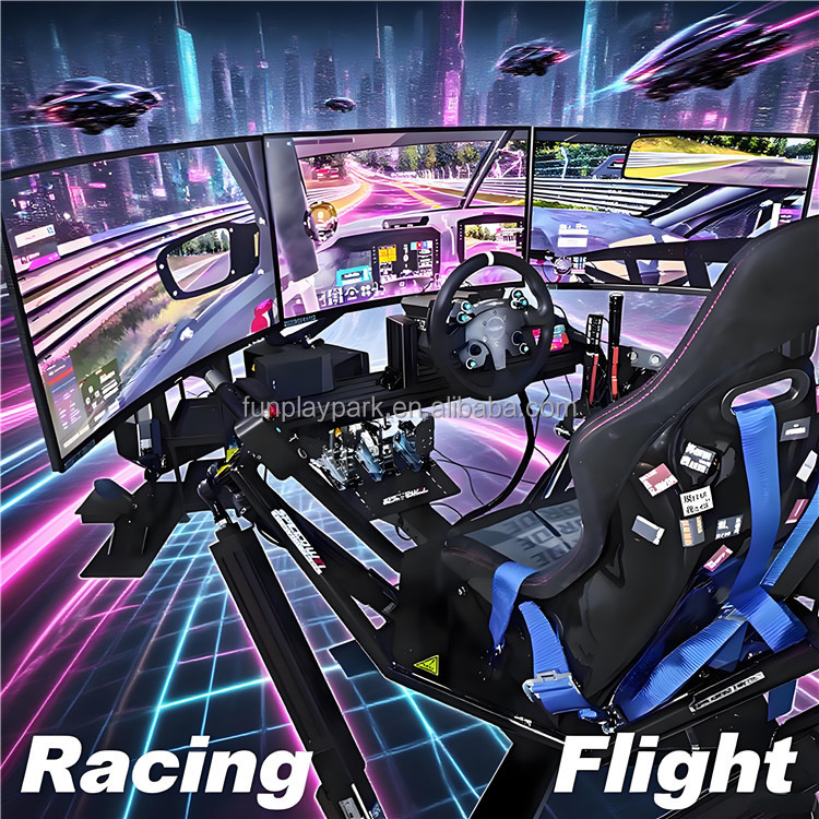 Высокое качество Vr игровой китайский симулятор движения 6 Dof 3-экранный 3d 9d видео игры футуристический Крытый гоночный игровой автомат Vr