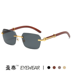 Lunettes de soleil carrées UV400, monture dorée, unisexes - Product Image 3