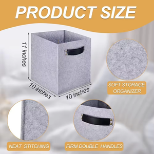 Panier de paniers de rangement cube pliable en tissu feutre fabriqué en usine BSCI - Product Image 4