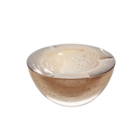 Bol décoratif en verre soufflé à la main de luxe avec texture de sable doré étincelant, cendrier et plat à collation pour la décoration intérieure moderne