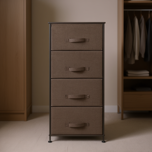 ตู้ลิ้นชักผ้าสีน้ำตาล 4 ชั้น โครงเหล็ก ลิ้นชักดึงง่าย ทันสมัย สำหรับจัดเก็บของในห้องนั่งเล่นและตู้เสื้อผ้า - Product Image 2