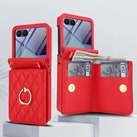 Étui de luxe matelassé pour téléphone portable, petit format, avec protection d'écran en verre trempé, support anneau et porte-cartes
