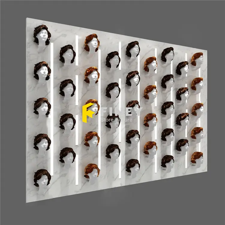 Personnalisé Moderne Salon Magasin Meubles Mur Monté Perruque Présentoir Cheveux Rack Pour Magasin Mannequin Pour Perruque Affichage