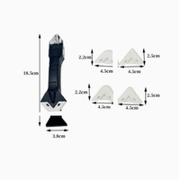 Spatule en silicone 3-en-1 pour le nettoyage des fenêtres, l'élimination de la colle et le lissage du mastic, avec raclette et organiseur de joint d'étanchéité