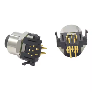 Connecteurs circulaires étanches IP67 M12 à 90 degrés, à visser, avec code A, pour montage sur panneau métallique PCB, 8 broches, prise angulaire - Product Image 2