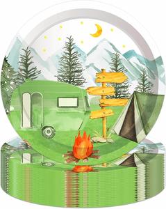 High Quality 7 Inch Disposable Paper <b>Plate</b> Modern Camping Theme OEM Low-Cost Party Supply Hot Selling Tableware Decorations! - Product Image 1