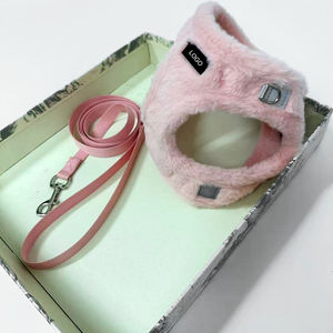 Günstige Preise Bestseller Verstellbares Hundegeschirr-Set Weiches Atmungsaktives Polyester Flauschiges Luxuriöses Langlebiges Waschbares Hundegeschirr und Leine - Product Image 5
