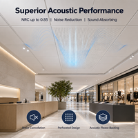 Panneaux de plafond en aluminium perforé, acoustiques, à fentes linéaires, ignifuges, 600x600mm, pour bureau