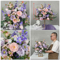 Vente d'usine : Boules de fleurs artificielles rouges, oranges et violettes foncées pour centres de table de mariage et décoration de tables de fête