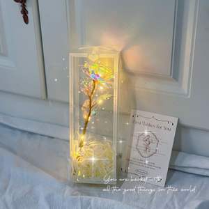 Gökkuşağı holografik el yapımı plastik yapay ebedi gül buket çiçek DIY kiti sevgililer günü noel doğum günü hediyeleri için - Product Image 2