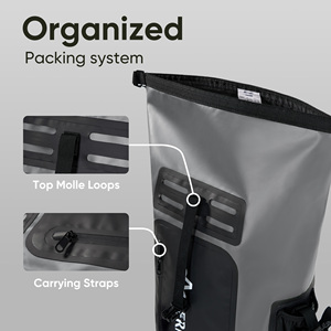 Sac à dos imperméable de 35 L pour la randonnée, sac étanche à enroulement, sac de camping en PVC avec poche pour téléphone, pour la pêche et les voyages - Product Image 3