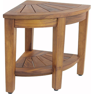 Addreen <strong>Teak</strong> Natural 15.5" Kai Corner Shower <strong>Bench</strong> with Shelf Mail Packed Bathroom Furniture - Product Image 1