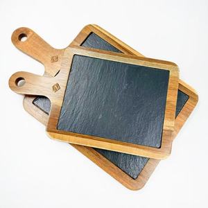 Acacia <b>Wood</b> Slab Cutting Board Set 33.5x20cm 41.5x24.5cm Rectangle Cheese Serving Kitchen Chopping <b>Block</b> - Product Image 1