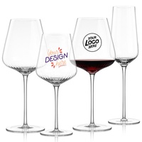 Verres à vin en cristal sans plomb, géométriques et angulaires, personnalisés en gros, avec fond optique cannelé, pour dégustation