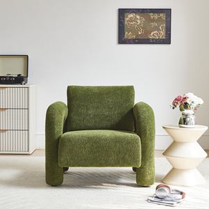 Canapé Modasi de luxe, écologique, style mid-century moderne, rembourré, une place, capitonné, extensible, avec accoudoirs, en tissu velours doré, pour hôtel, bureau - Product Image 2