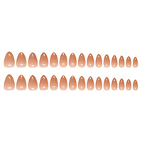 Faux ongles à presser en amande courte, style français simple, avec gel doux, faux ongles nude ombré pailletés pour fille, vente en gros