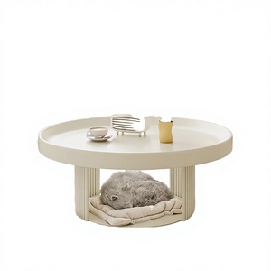 Mesa de Centro Extensible Estilo Retro Francés, Marca Kinno, Superventas, Moderna, Simple, de Hierro Color Crema, Mueble para Sala de Estar/Apartamento - Product Image 3