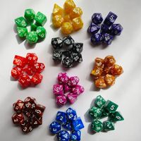 Jeu de dés en acrylique à sept pièces, à motifs perlés, multi-faces, coins arrondis, dés numérotés de forme irrégulière, jeux de table en plastique
