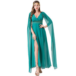 Robes de soirée élégantes, costumes d'Halloween, costumes de déesse grecque, costumes de cosplay, robe de reine de fête en mousseline verte pour Noël et le carnaval - Product Image 3
