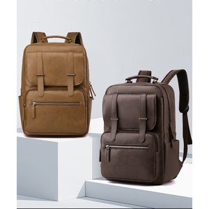 Wholesale Custom Logo Waterproof PU Leather <b>Laptop</b> <b>Backpack</b> for Men College Student Business Travel Zipper Closure Bag - Product Image 2