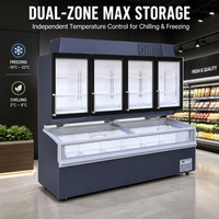 Vitrine Réfrigérée Commerciale Combinée : Réfrigérateur Supérieur et Congélateur Inférieur à Double Température (Modèle Mère-Fils) pour Supermarché