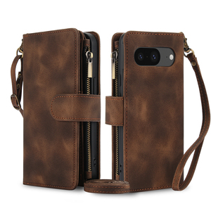 Funda de cuero con tapa de PU con cordón con tarjetero para Google <span class=keywords><strong>Pixel</strong></span> 8/8A/9, para Google <span class=keywords><strong>Pixel</strong></span> 7 Pro Cross Body Wallet funda trasera - Product Image 4