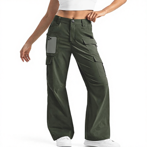 Pantalones Cargo de Senderismo para Mujer, con Cordón Ajustable, Cintura Alta, Pierna Ancha, Resistentes al Agua, Ligeros, Elásticos, Casuales, para Trabajo y Aire Libre - Product Image 1