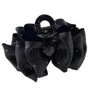 New starry heart rhinestone <b>bow</b> hair <b>clip</b>, luxurious and high-end shark <b>clip</b> to make hair appear fuller. - Product Image 5