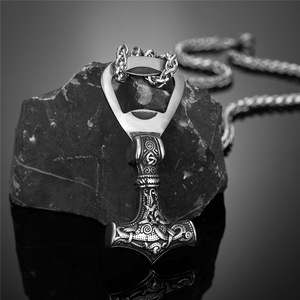 Viking Thor's Hammer Pendant Stainless Steel Bottle Opener Necklace 60cm <b>Chain</b> Gift Jewelry - Product Image 2