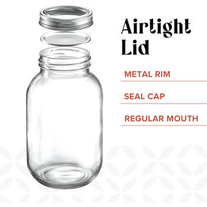 Frascos de Vidrio Mason de Boca Regular, 16 oz, Transparentes, con Tapas Metálicas Plateadas para Sellado y Conservación - Product Image 2