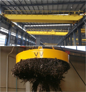 Kuangshan 20 tấn 30 đến 40 tấn điện hình bầu dục tròn phôi thép thép phế liệu nam châm dầm đôi trên không cần cẩu - Product Image 6