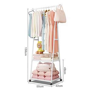 Perchero Triangular con Ruedas, Perchero Móvil de Múltiples Niveles, Tendedero, Soporte para Ropa, Zapatero - Product Image 6