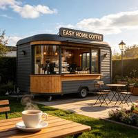 Café en conteneur maritime préfabriqué de 20 pieds avec fenêtre de service, étagère de cuisine et éclairage LED pour café de rue ou bar