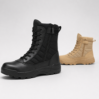 Bottes tactiques pour hommes, semelle en caoutchouc, tige en nylon, doublure en toile, mi-mollet, fermeture éclair latérale, toutes saisons, randonnée en montagne en plein air