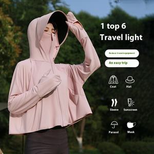 Chaqueta de ciclismo UPF50 de verano para <span class=keywords><strong>mujer</strong></span>, protección UV, ropa de protección solar de seda transpirable fina y fresca, protector contra sarpullidos - Product Image 3