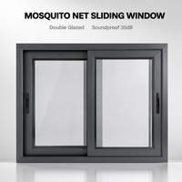 Ventana Corredera de Aleación de Aluminio con Mosquitera, Doble Acristalamiento, Insonorizada, Diseño Moderno para Hogar y Hotel, Apertura Abatible