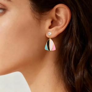 Boucles d'oreilles modernes en acier inoxydable 304, forme de goutte d'huile triangulaire, style géométrique, plaqué or, électroplaqué universel, adaptées aux femmes - Product Image 4