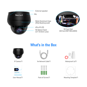 Jidetech 8MP PoE PTZ không thấm nước IP66 máy ảnh 5x Zoom quang học CMOS cảm biến tầm nhìn ban đêm tự động theo dõi xe phát hiện IP - Product Image 5