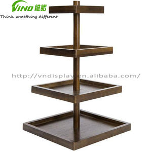 Exhibidor de Cupcakes de Bambú Plegable de 4 Niveles, Modelo Vino Vino20220901, Color Marrón Oscuro, Soporte Cuadrado para Cupcakes de 4 Lados, Origen GUA - Product Image 2