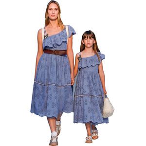 Ensemble décontracté pour maman et fille, 2 pièces, en coton brodé, tenue d'été pour femmes - Product Image 1